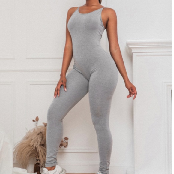 Heather gray Low Back Cami Unitard Jumpsuit (size m) - Picture 1 of 3